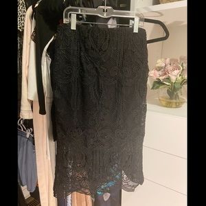 Black crochet pencil skirt